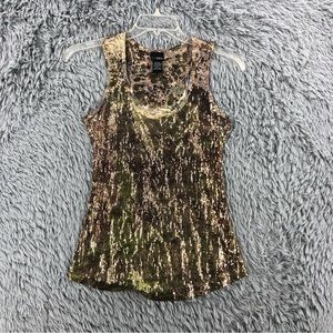 Daytrip Tank Top Womens Small Sequin Camouflage Burnout